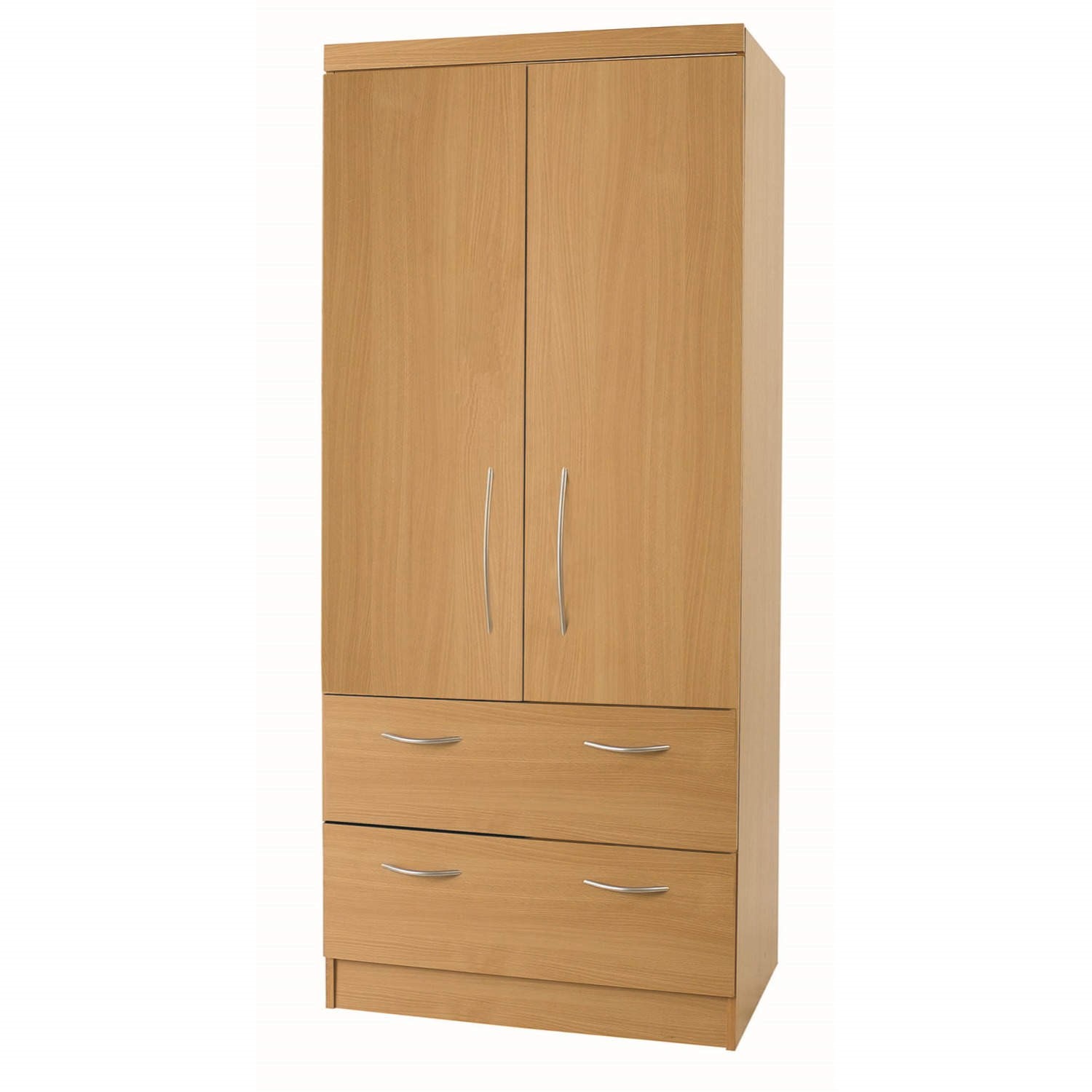 One Call Furniture Beech 2 Door Combi Wardrobe Furniture123