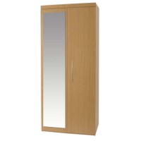 One Call Furniture Beech 2 Door Mirror Wardrobe