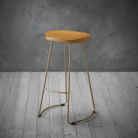Pine Bar Stool with Gold Frame  76cm - Bailey