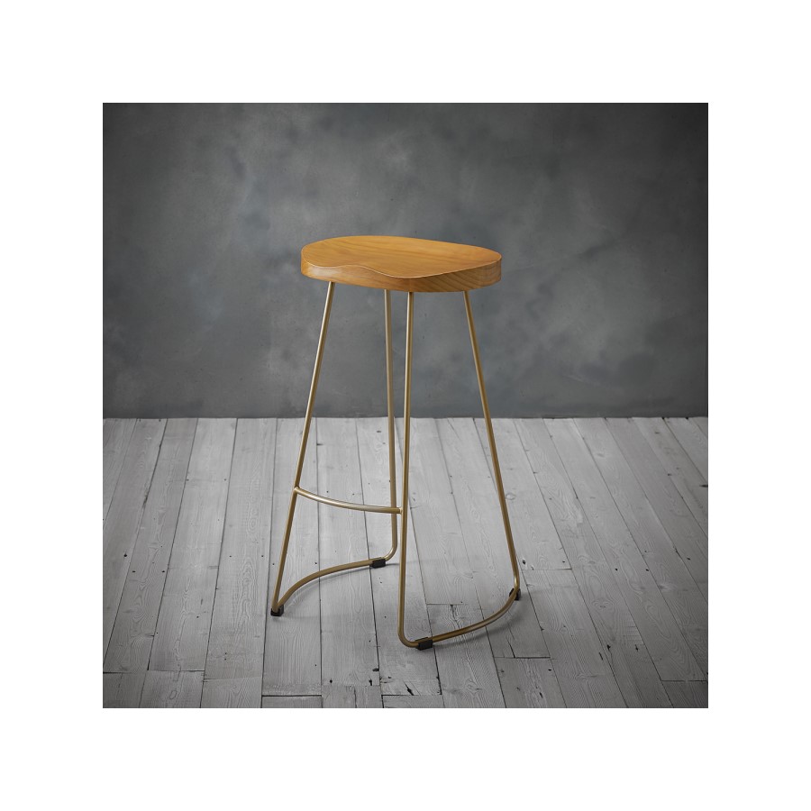 Pine Bar Stool with Gold Frame  76cm - Bailey