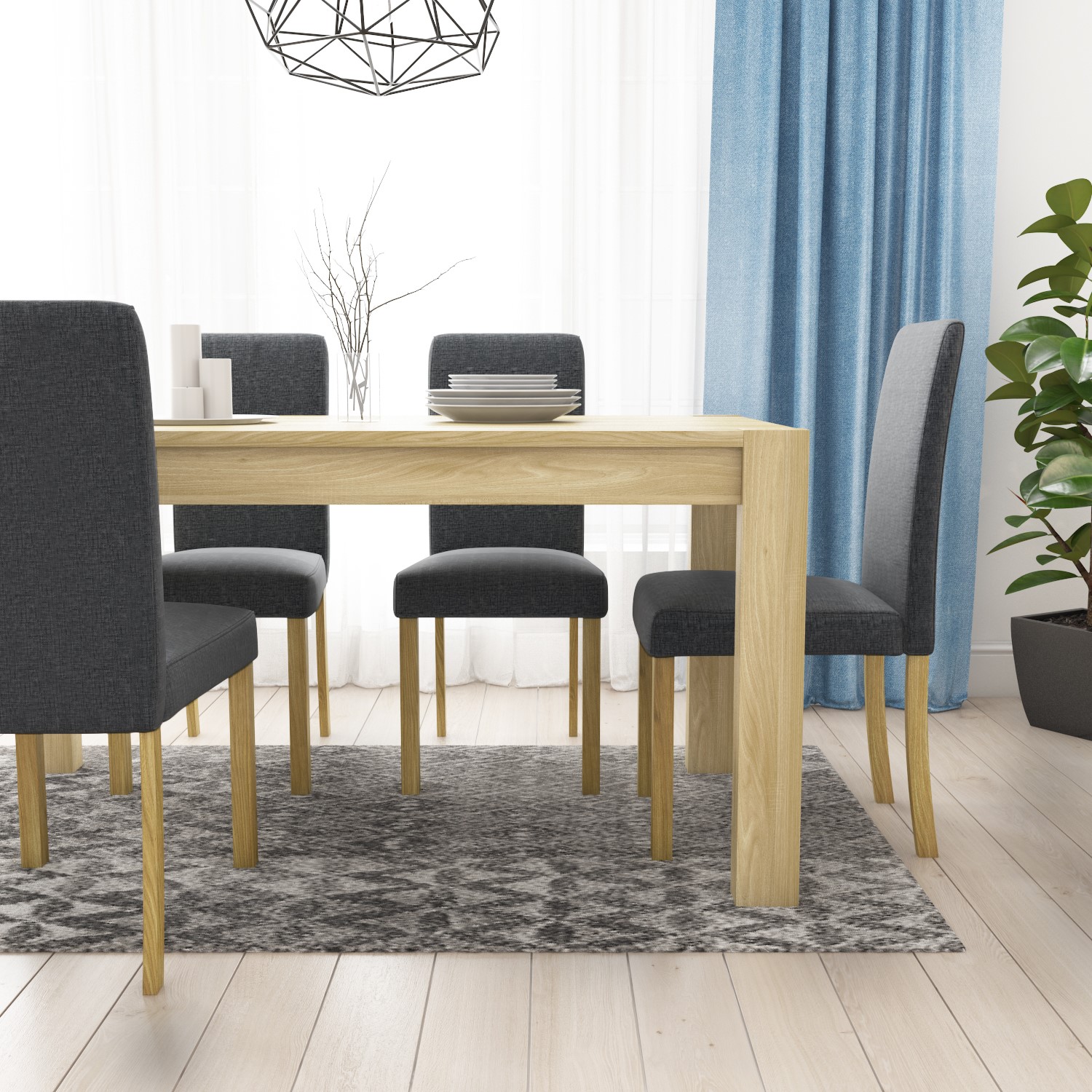 GRADE A1 - Bailey Oak Effect Dining Table - Furniture123