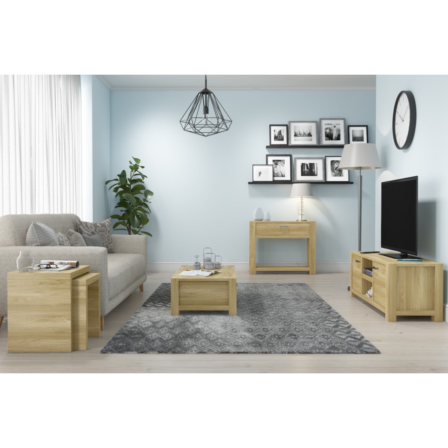 GRADE A1 - Bailey Oak Coffee Table with Storage Drawer