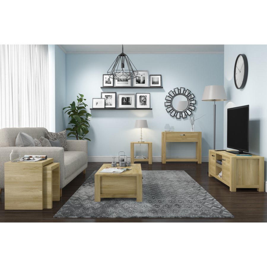 GRADE A1 - Bailey Oak Effect Nest of 2 Tables