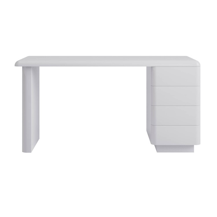 White Wooden Desk with 4 Drawers - Banks