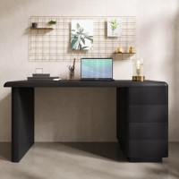 Black Wood Office Desk with Drawers - Banks Black Wood Office Desk with Drawers - Banks
