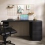 Black Wood Office Desk with Drawers - Banks