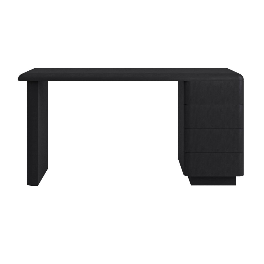 Black Wood Office Desk with Drawers - Banks