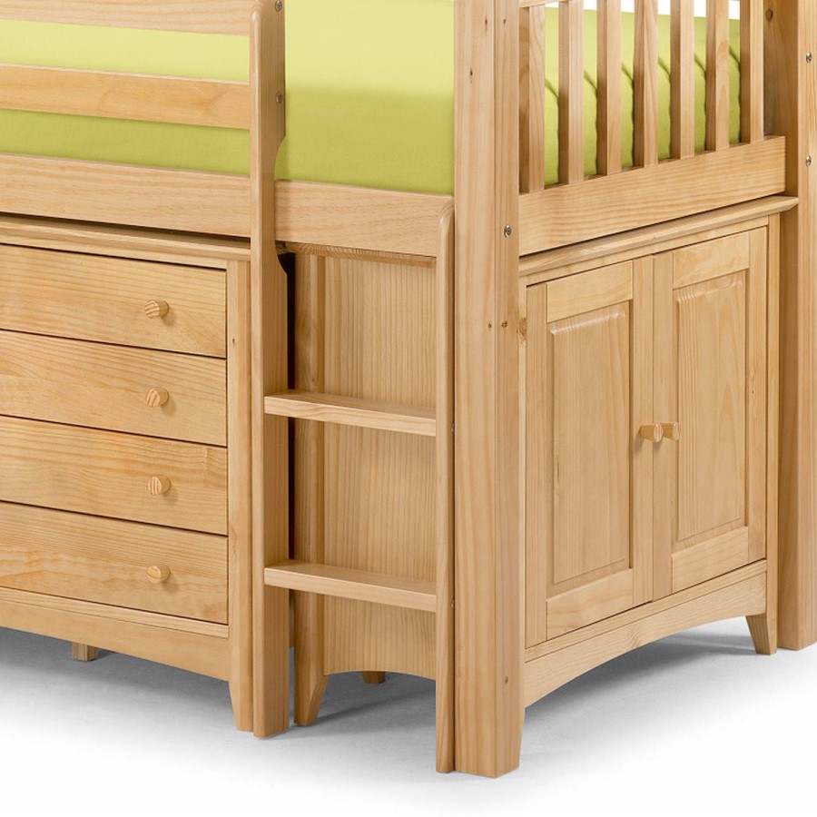 GRADE A1 - Julian Bowen Barcelona Pine Mid Sleeper with Right Hand Ladder