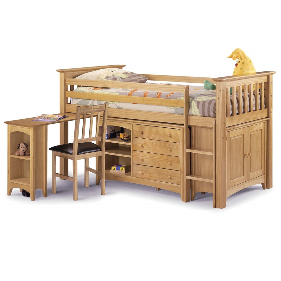 GRADE A1 - Julian Bowen Barcelona Pine Mid Sleeper with Right Hand Ladder