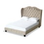 Bardot Double Bed with Diamante Stud Detailing in Beige Fabric