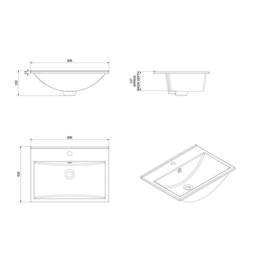 Moderno 600 Polymarble Thin Edge Basin