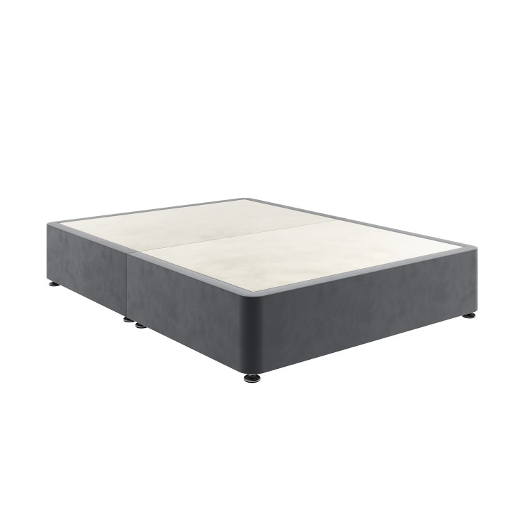 Grey Velvet Single Divan Bed Base - Langston