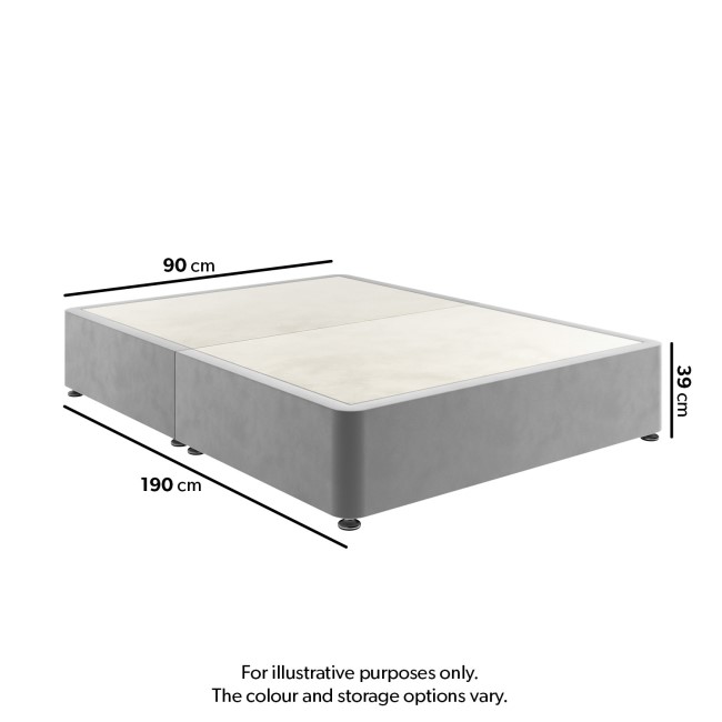 Grey Velvet Single Divan Bed Base - Langston