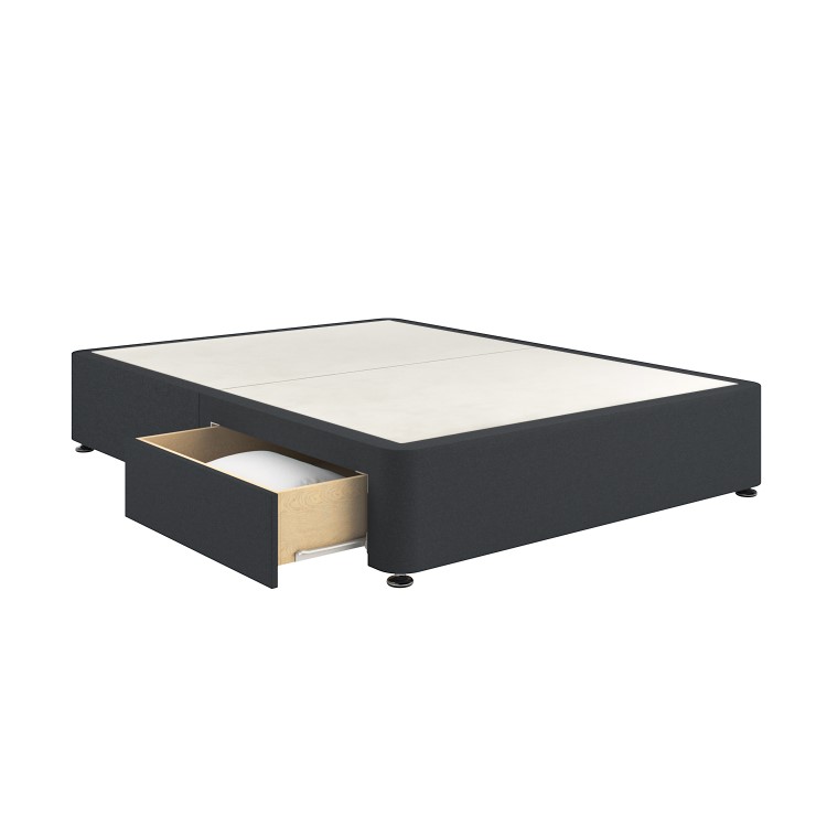 Dark Grey Fabric Small Double Divan Bed Base with 2 Drawers - Langston