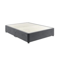 Grey Velvet Small Double Divan Bed Base with 2 Drawers - Langston