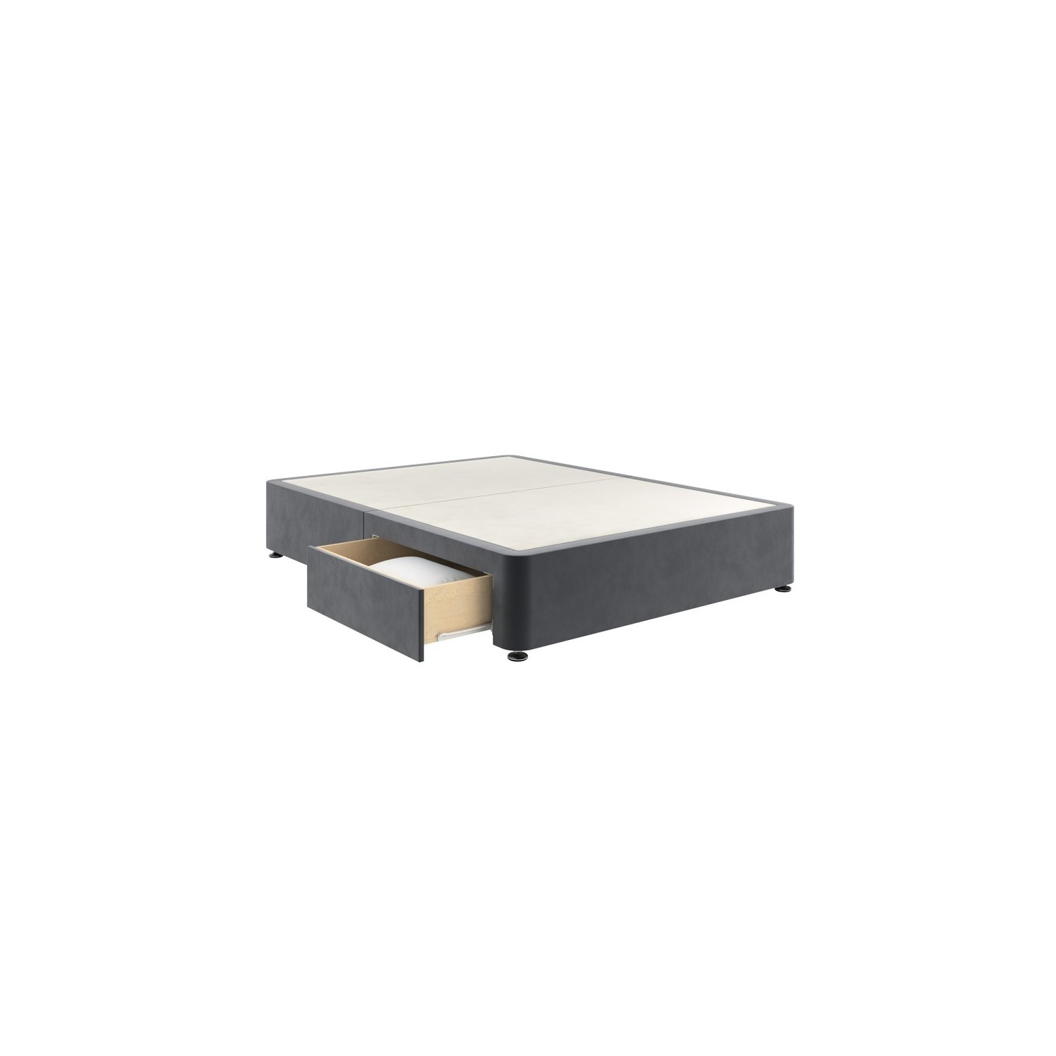 Grey Velvet Small Double Divan Bed Base with 2 Drawers - Langston ...