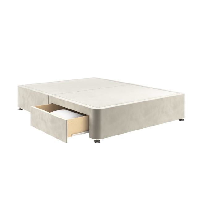 Beige Velvet Small Double Divan Bed Base with 2 Drawers - Langston