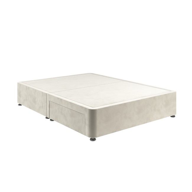 Beige Velvet Double Divan Bed Base with 2 Drawers - Langston