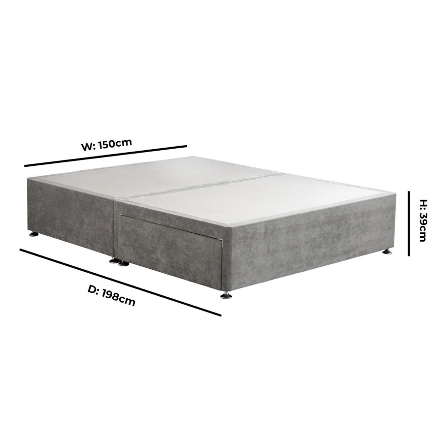 Beige Velvet King Size Divan Bed Base with 2 Drawers - Langston
