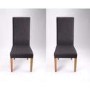 Amalga Pair of Charcoal Grey Fabric Dining Chairs with Oak Legs