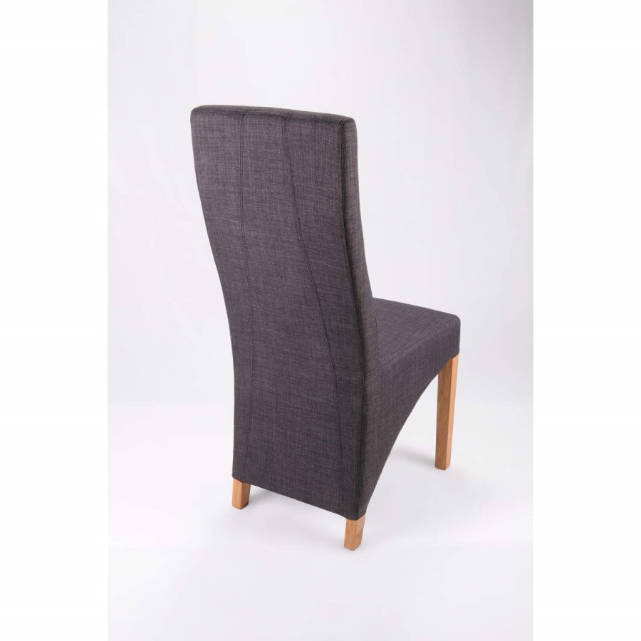 Amalga Pair of Charcoal Grey Fabric Dining Chairs with Oak Legs