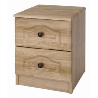 One Call Furniture Bordeaux 2 Drawer Bedside Chest in Textured Odessa Oak
