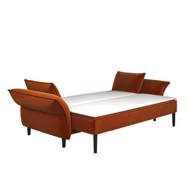GRADE A1 - Burnt Orange Velvet 3 Seater Click Clack Sofa Bed – Bobby 