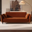 BBY001 3 Seater Click-Clack Sofa Bed in Burnt Orange Velvet - Bobby