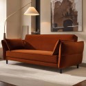 BBY001 Burnt Orange Velvet 3 Seater Click Clack Sofa Bed – Bobby 