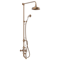 Brushed Bronze Traditional Thermostatic Bath Mixer Shower Set with Bath Filler Spout - Slide Rail Kit & Hand Shower - Camden