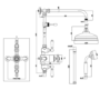 Brushed Bronze Traditional Thermostatic Mixer Shower Set with Slide Rail Kit & Hand Shower - Camden