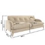 Beige Velvet 3 Seater Mid Century Sofa - Beckett