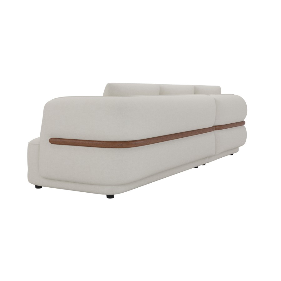 Cream Chenille 4 Seater Left Hand L-Shape Curved Chaise Corner Sofa - Bodhi