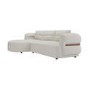 Cream Chenille 4 Seater Left Hand L-Shape Curved Chaise Corner Sofa - Bodhi