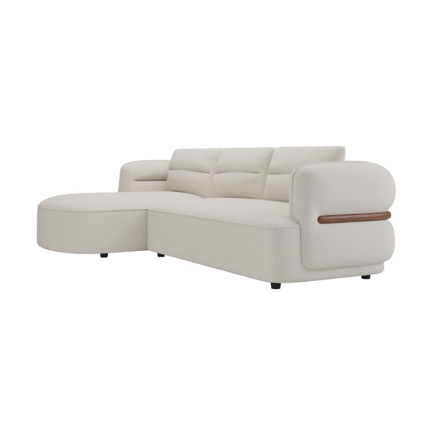 Cream Chenille 4 Seater Left Hand L-Shape Curved Chaise Corner Sofa - Bodhi