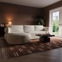 BDH001 Cream Chenille 4 Seater Left Hand L-Shape Curved Chaise Corner Sofa - Bodhi