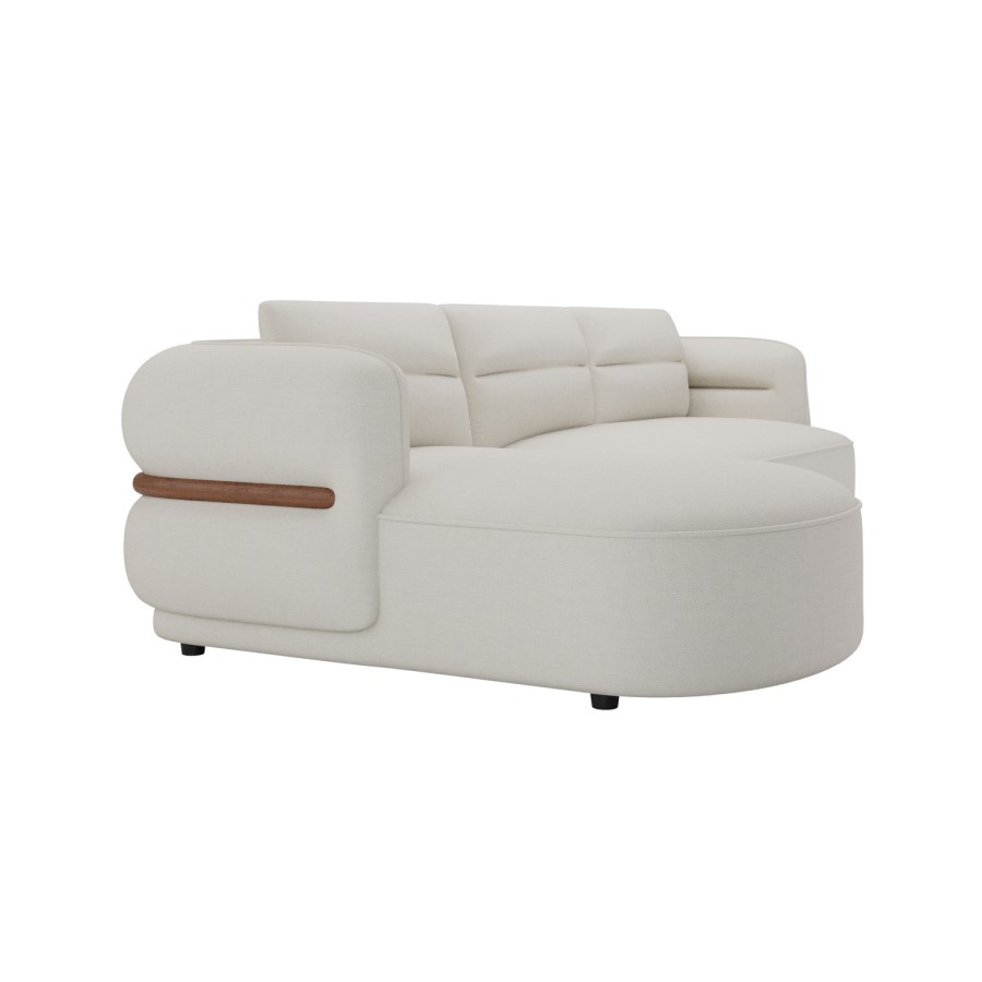 Cream Chenille 4 Seater Left Hand L-Shape Curved Chaise Corner Sofa - Bodhi