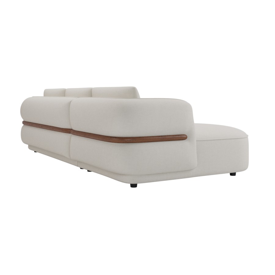 Cream Chenille 4 Seater Left Hand L-Shape Curved Chaise Corner Sofa - Bodhi