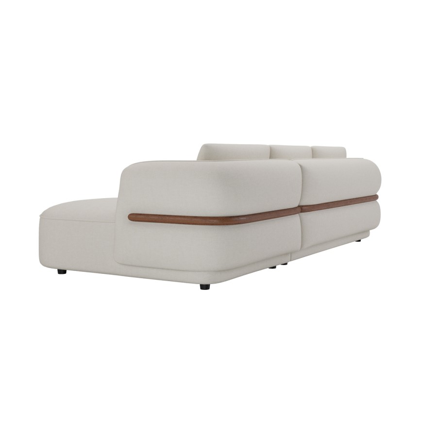 Cream Chenille 4 Seater Right Hand L-Shape Curved Chaise Corner Sofa - Bodhi
