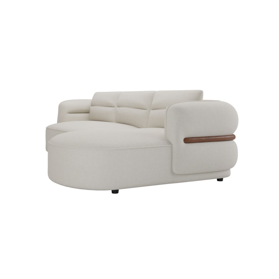 Cream Chenille 4 Seater Right Hand L-Shape Curved Chaise Corner Sofa - Bodhi