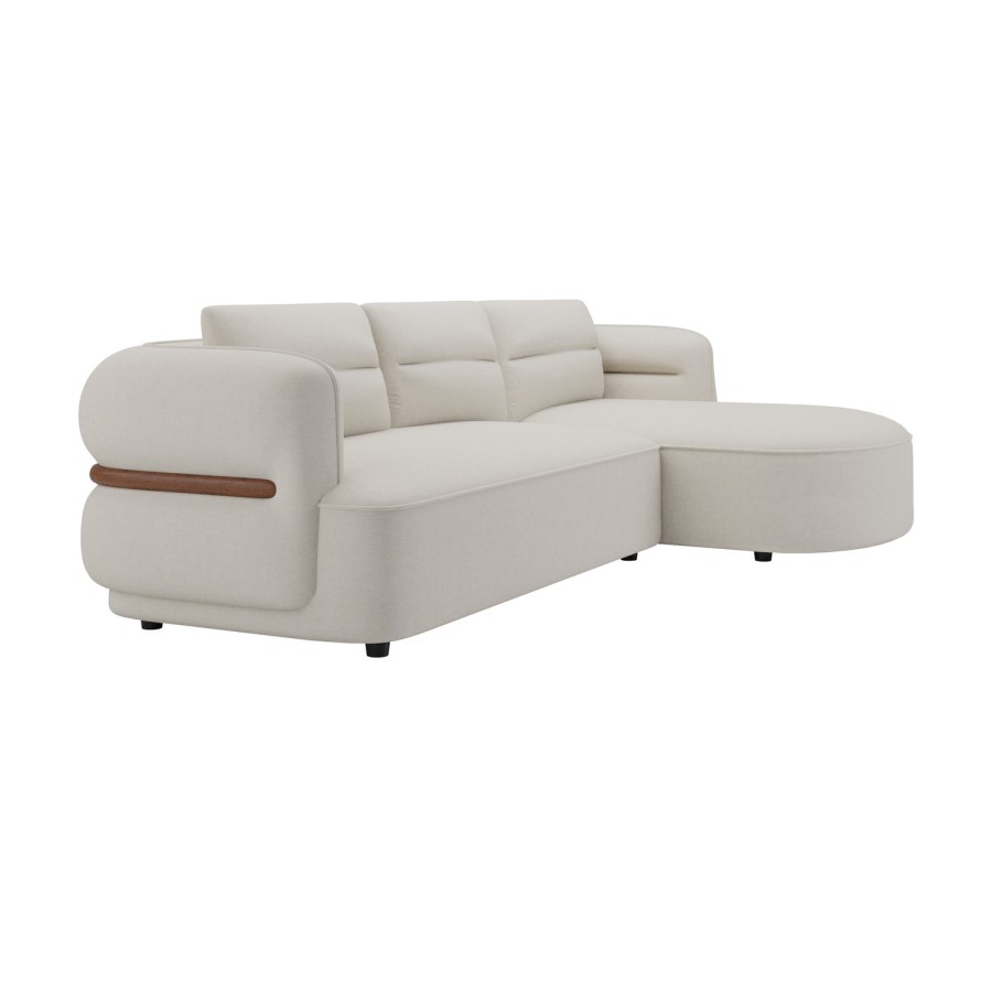 Cream Chenille 4 Seater Right Hand L-Shape Curved Chaise Corner Sofa - Bodhi