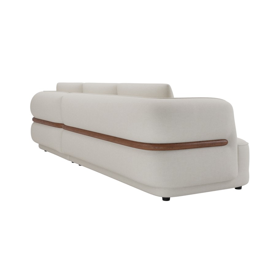 Cream Chenille 4 Seater Right Hand L-Shape Curved Chaise Corner Sofa - Bodhi