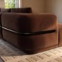 Dark Rust Velvet 4 Seater Left Hand L-Shape Curved Chaise Corner Sofa - Bodhi