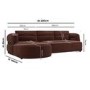 Dark Rust Velvet 4 Seater Left Hand L-Shape Curved Chaise Corner Sofa - Bodhi