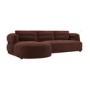 Dark Rust Velvet 4 Seater Left Hand L-Shape Curved Chaise Corner Sofa - Bodhi