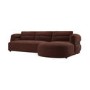 Dark Rust Velvet 4 Seater Right Hand L-Shape Curved Chaise Corner Sofa - Bodhi