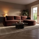 BDH004 Dark Rust Velvet 4 Seater Right Hand L-Shape Curved Chaise Corner Sofa - Bodhi