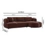 Dark Rust Velvet 4 Seater Right Hand L-Shape Curved Chaise Corner Sofa - Bodhi