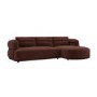 Dark Rust Velvet 4 Seater Right Hand L-Shape Curved Chaise Corner Sofa - Bodhi