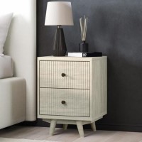 ONLY OPENED - Beau Solid Wood 2 Drawer Bedside Table - Scandi Style ONLY OPENED - Beau Solid Wood 2 Drawer Bedside Table - Scandi Style